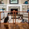 Freestanding Dog Gate, Brown, Large, 70"L x 2"W x 28"H