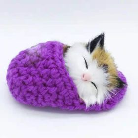 Kawaii Simulation Sleeping Kittens Kawaii Plush Cat Doll Toy For Kids Birthday Gift (Color: purple)