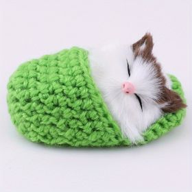 Kawaii Simulation Sleeping Kittens Kawaii Plush Cat Doll Toy For Kids Birthday Gift (Color: green)