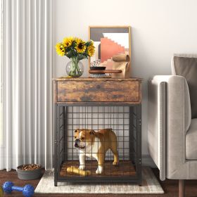 Furniture Dog Crates for small dogs Wooden Dog Kennel Dog Crate End Table, Nightstand (Color: Rustic Brown)