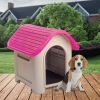 Dog House with Bowl for Small to Medium Breeds, Espresso, Beige